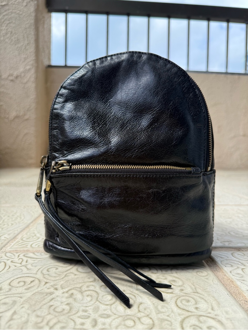 HOBO Revel Convertible Mini Backpack Crossbody Bag Black Vintage Leather GUC